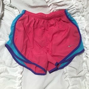 Nike dri-fit pink, blue, and purple athletic shorts size small